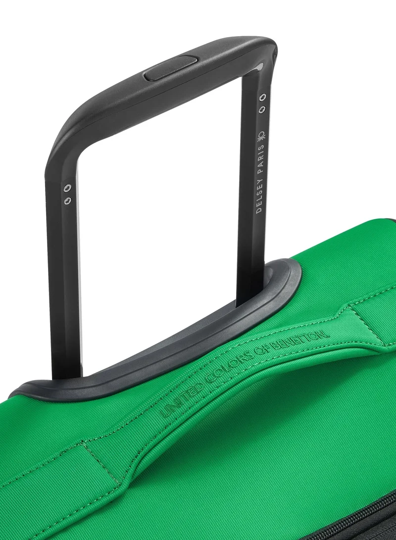 UNITED COLORS OF BENETTON  Color Block 55 Cm 4-Double Wheeled Softside Expandable Cabin Luggage Trolley Case - Green  | Best Price UAE